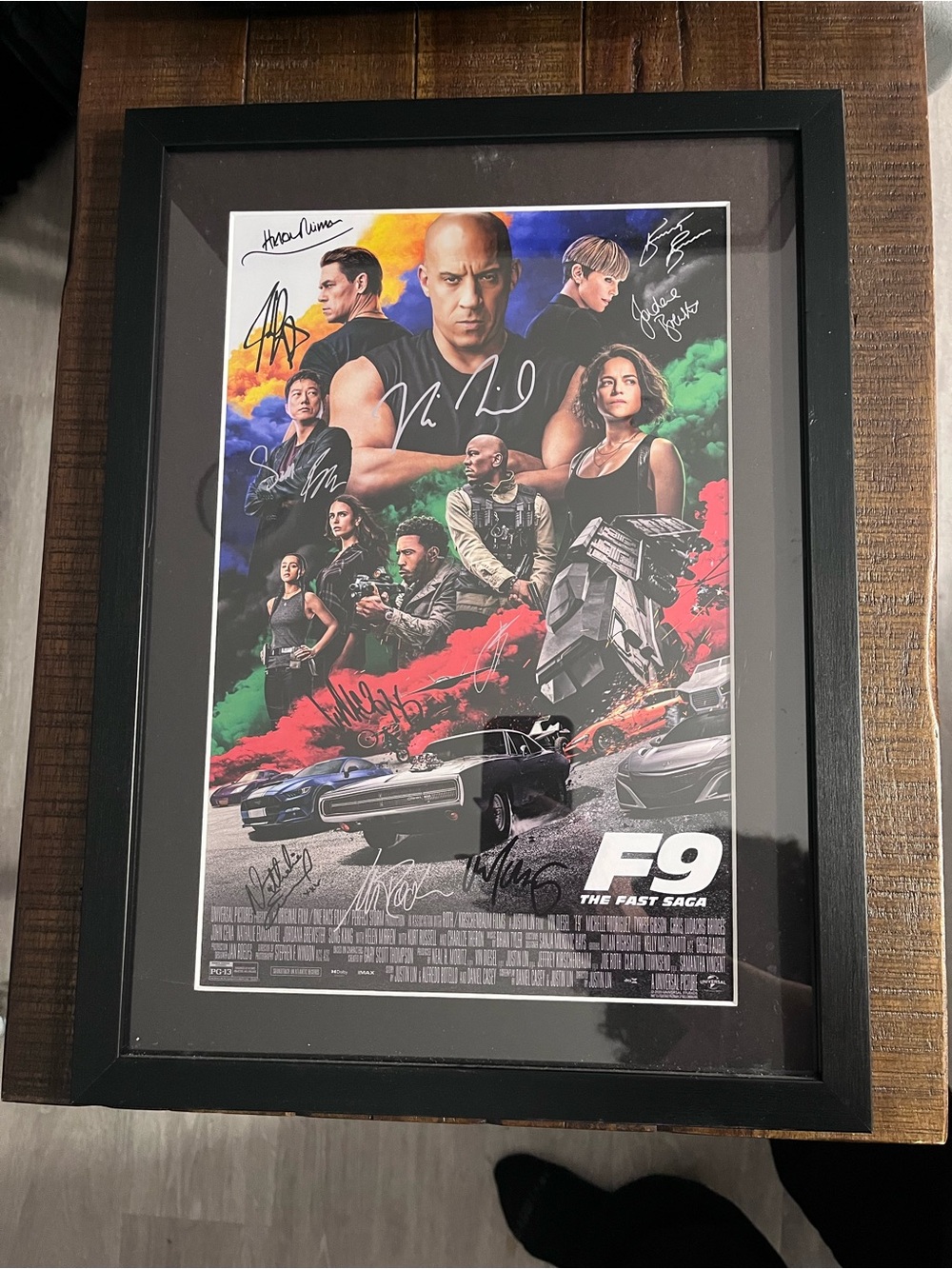 F9: The Fast & Furious Saga Movie Poster Signed Printed Autograph Framed Vin